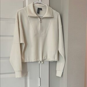 Sweaty Betty Half Zip Fleece Pullover in Studio White